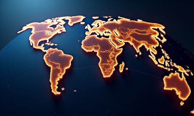 Abstract representation of global connectivity and financial data streams